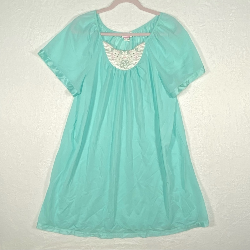 Vintage Kelly Reed‎ Nightgown Women’s Size Large Aqua Cottagecore Prairie